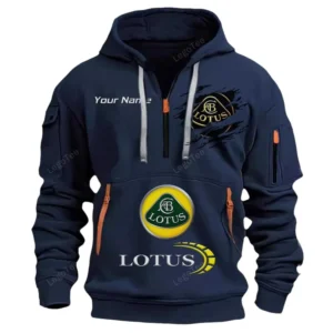 Lotus Cars Half Zip Hoodie CAR113021425835, Best Gift for Him, Husband, Boyfriend - Navy