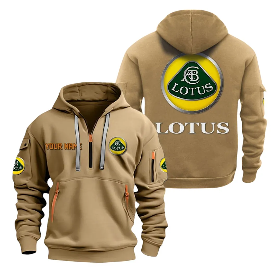 Lotus Cars Half Zip Hoodie For Men, Gift For Lotus Cars Lovers CAR20022125760 - Khaki