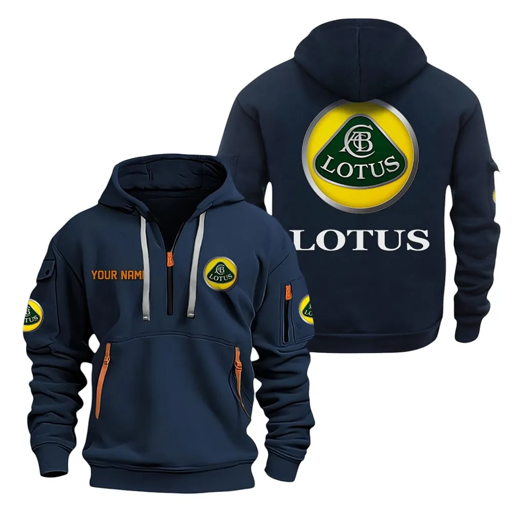 Lotus Cars Half Zip Hoodie For Men, Gift For Lotus Cars Lovers CAR20022125760 - Navy