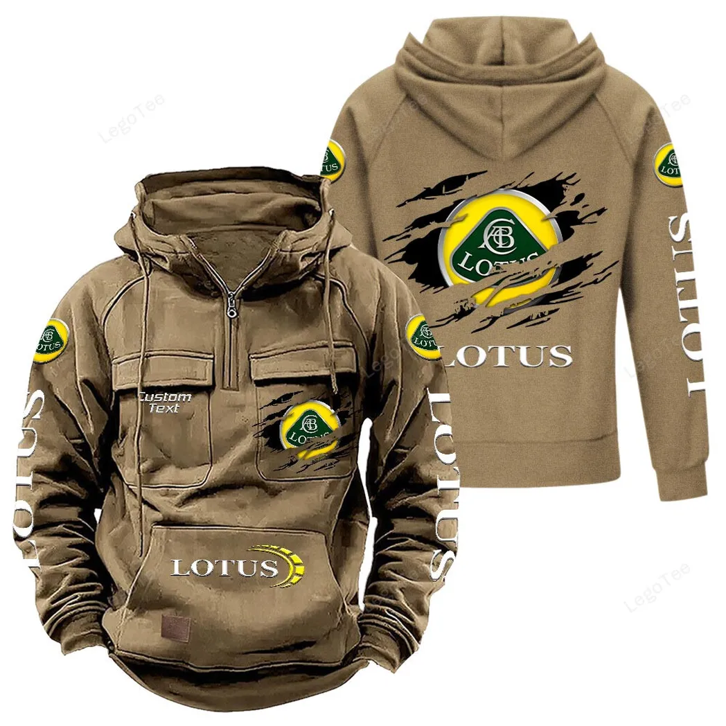 Lotus Cars Tactical Quarter Zip Hoodie, Gift For Lotus Cars Lovers, Gift For Him, Husband, Boyfriend - Khaki CAR122021425075-4