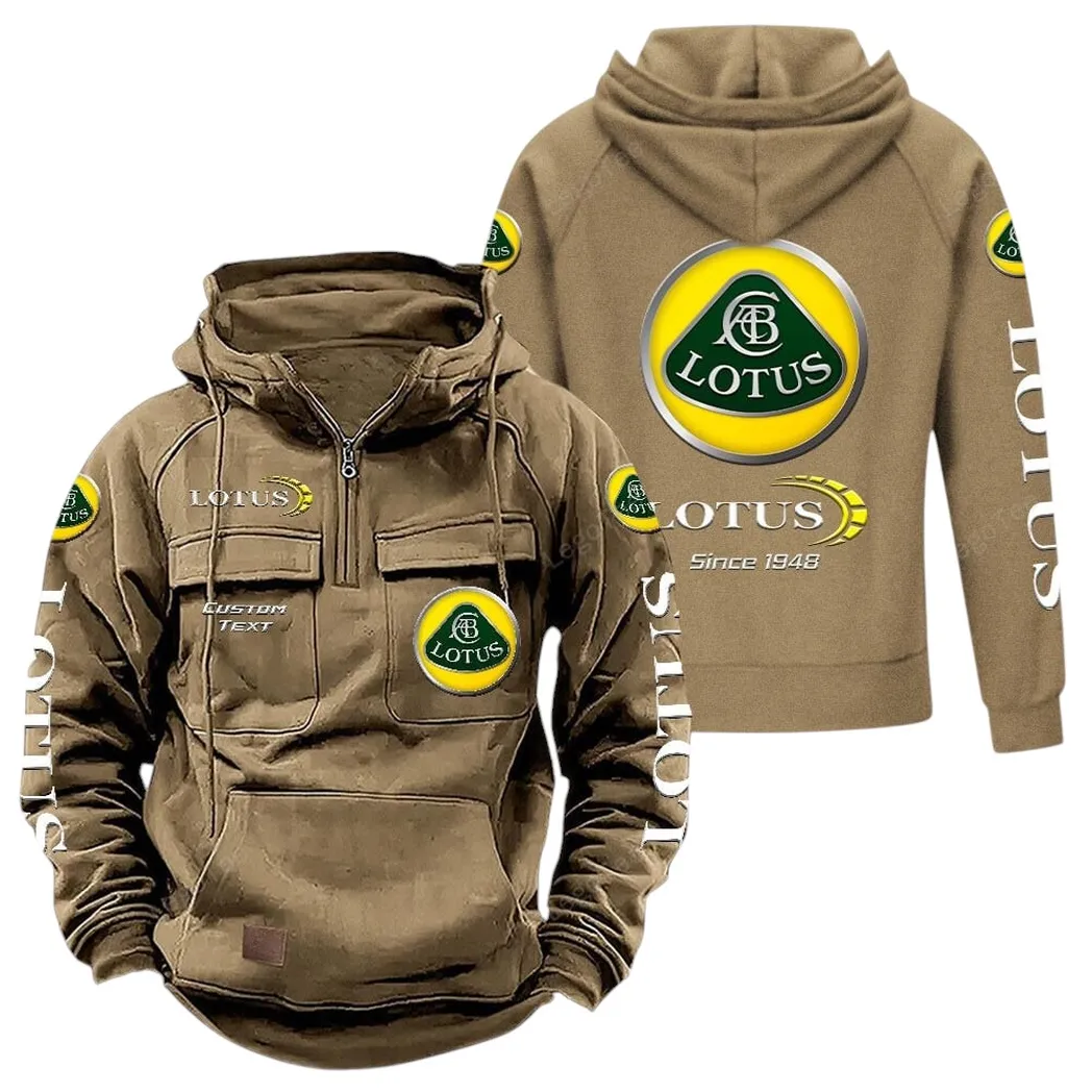 Lotus Cars Tactical Quarter Zip Hoodie, Gift For Lotus Cars Lovers, Gift For Him, Husband, Boyfriend - Khaki CAR96021425727-4