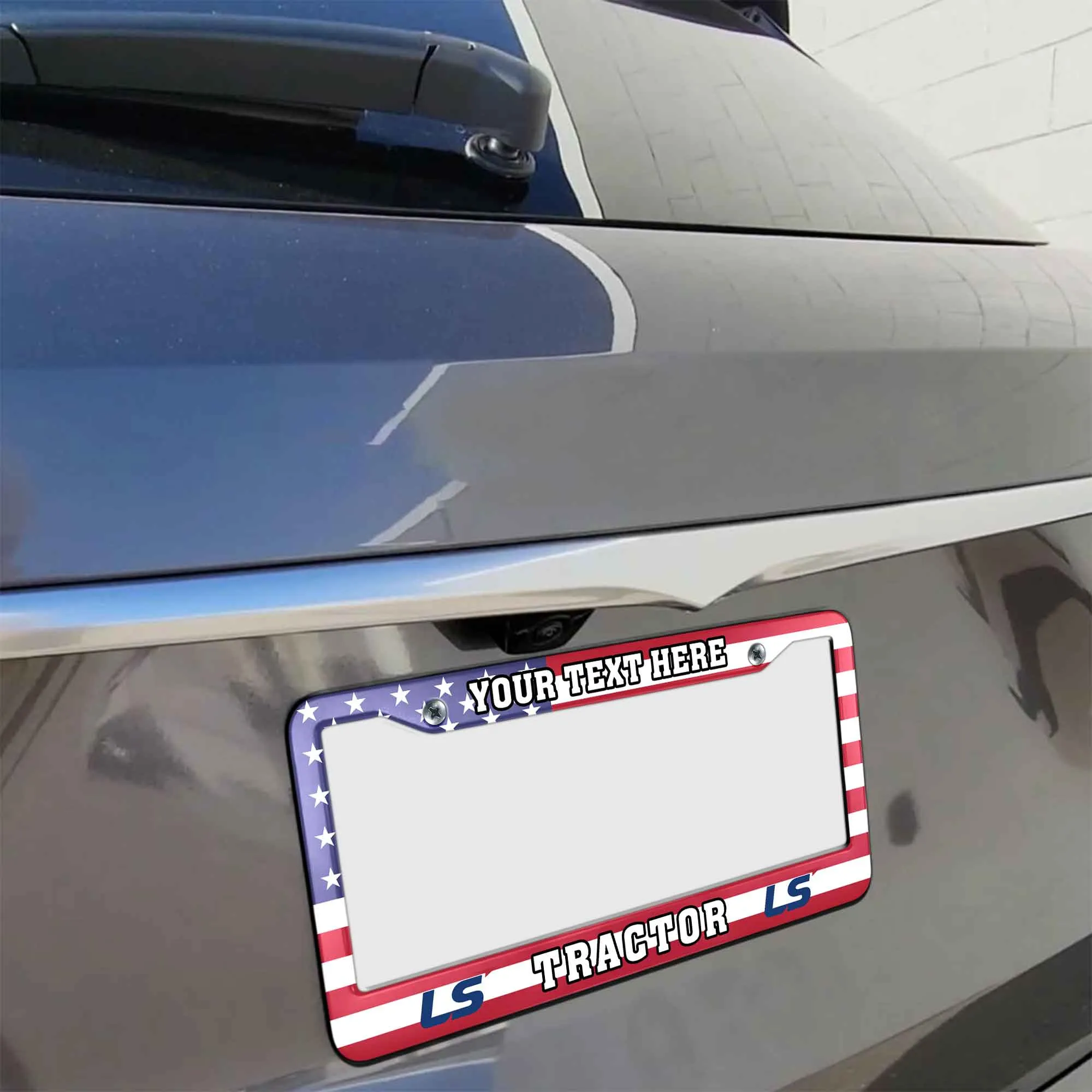 LS Tractor License Plate Frame USA Flag Style, Gift For LS Tractor Lovers LPF02030425920 - 2 Holes