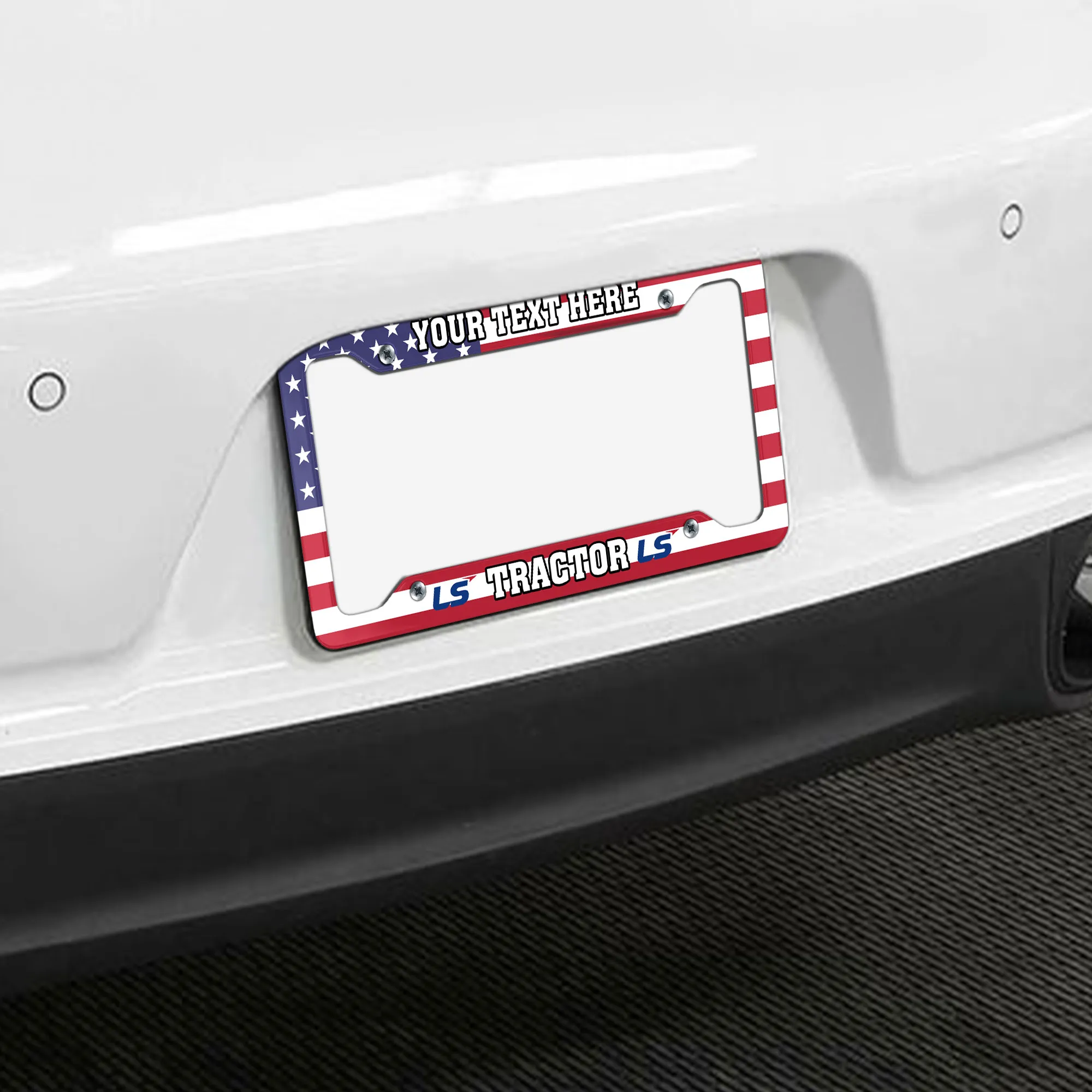LS Tractor License Plate Frame USA Flag Style, Gift For LS Tractor Lovers LPF02030425920 - 4 Holes