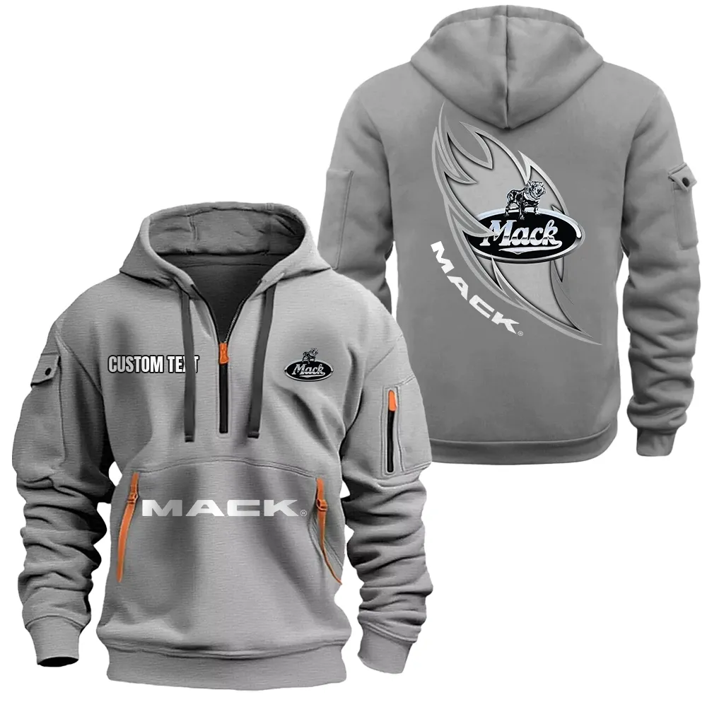 Mack Trucks Hoodie Half Zipper CAR1701112125, CAR All Over Print Hoodie Half Zipper - Gray