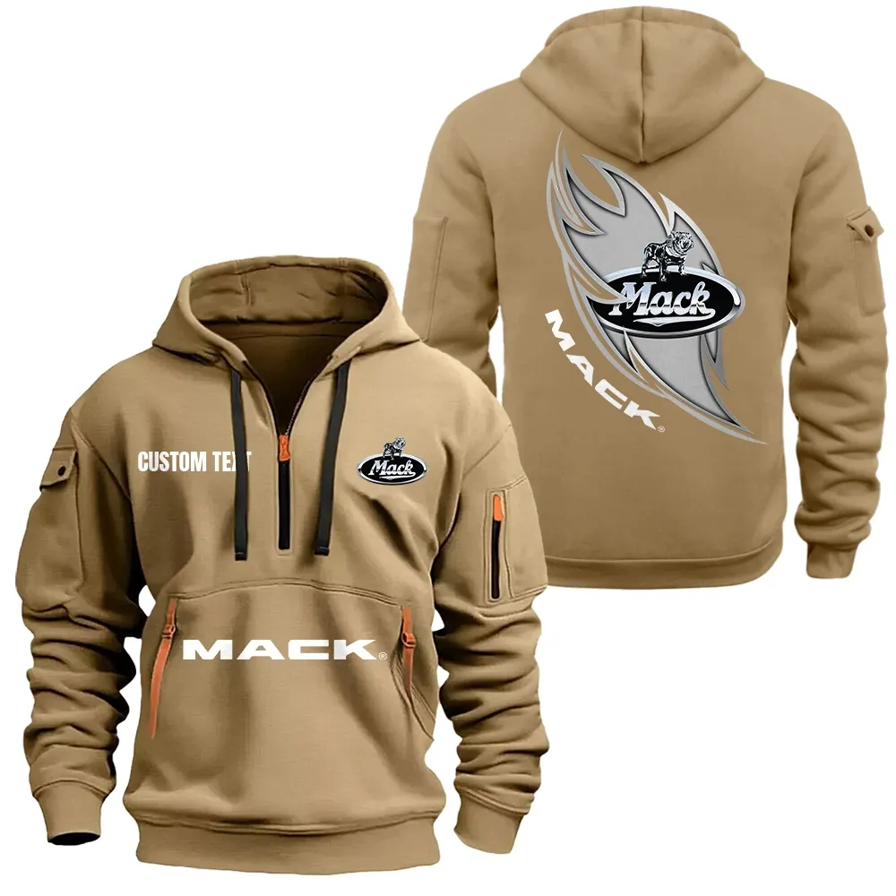 Mack Trucks Hoodie Half Zipper CAR1701112125, CAR All Over Print Hoodie Half Zipper - Khaki