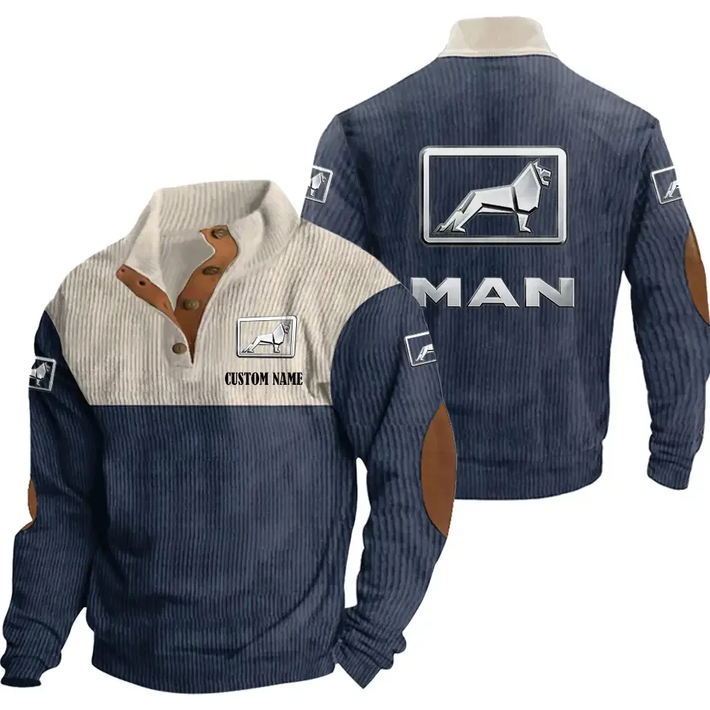 Man Truck Stand Up Collar Base Shirt CAR20012113, CAR All Over Print Stand Up Collar Base Shirt - Navy Blue