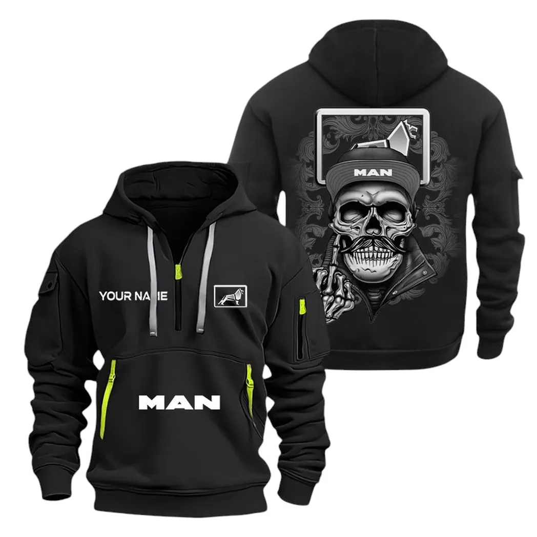 MAN Trucks Half Zip Hoodie For Men, Gift For MAN Trucks Fan CAR166022625218 - Black