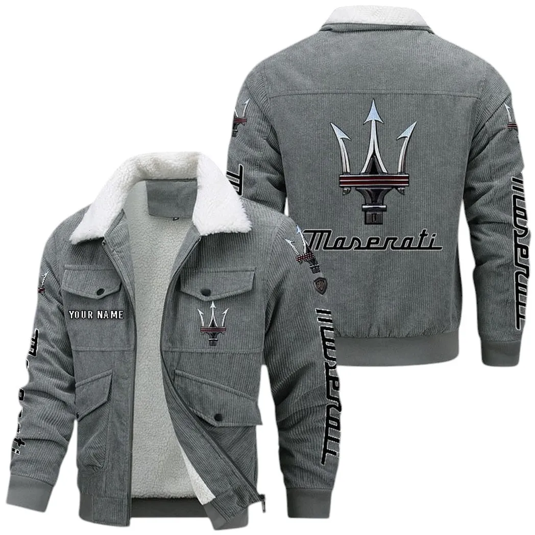 Maserati Corduroy Jacket For Men, Gift For Maserati Lovers CAR42022225646 - Gray