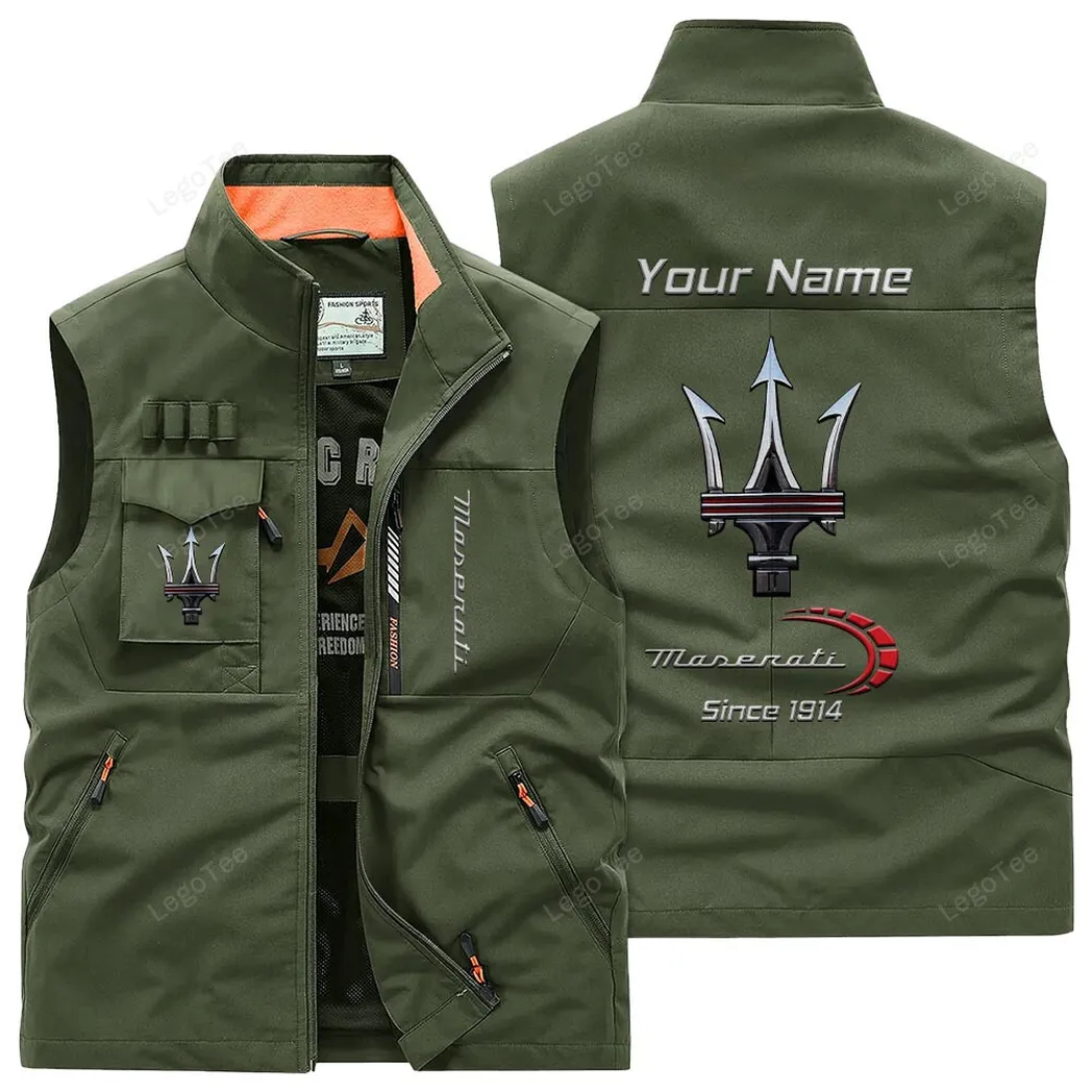 Maserati Outdoor Sleeveless Vest, Gift For Maserati Lovers, Gift For Him, Husband, Boyfriend - Army Green CAR131021325714-1