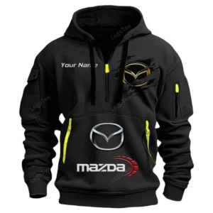Mazda Half Zip Hoodie CAR113021425796, Best Gift for Him, Husband, Boyfriend - Black