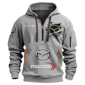 Mazda Half Zip Hoodie CAR113021425796, Best Gift for Him, Husband, Boyfriend - Gray