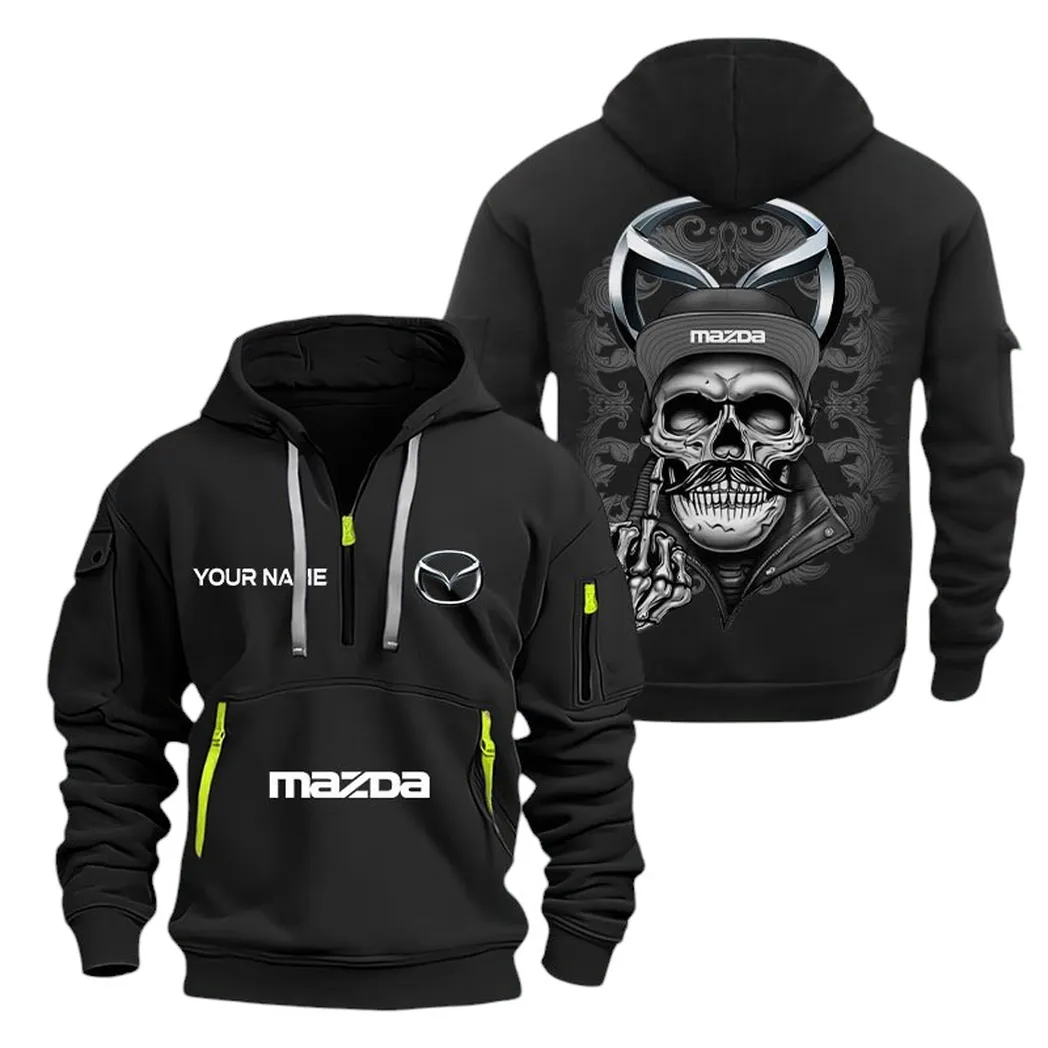 Mazda Half Zip Hoodie For Men, Gift For Mazda Fan CAR166022625156 - Black