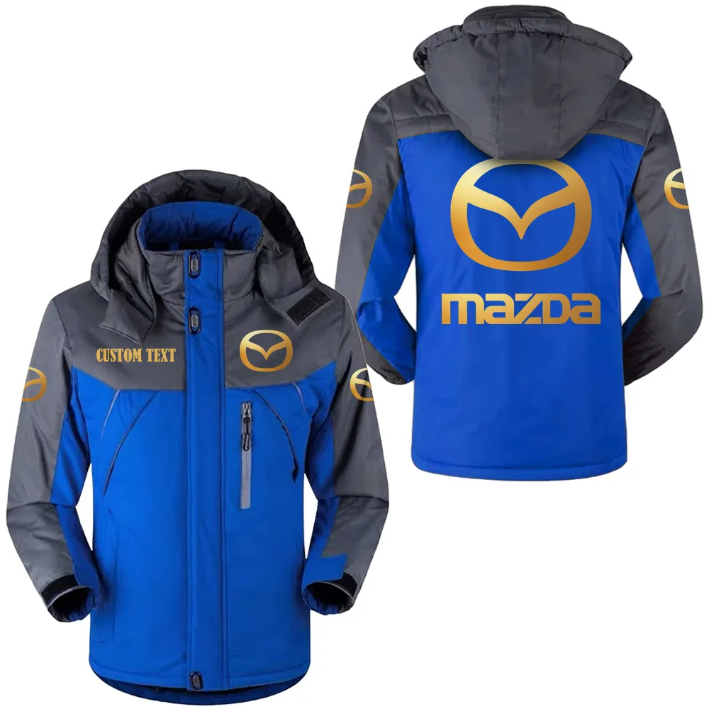 Mazda Hooded Fleece Long Jacket HFLJ0112312094, CAR All Over Print Hooded Fleece Long Jacket - Blue