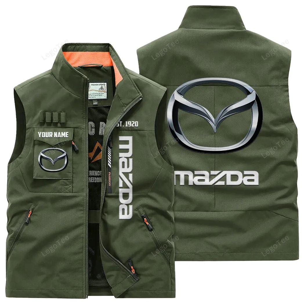 Mazda Outdoor Sleeveless Vest, Gift For Mazda Lovers, Gift For Him, Husband, Boyfriend - Army Green CAR132021325960-1