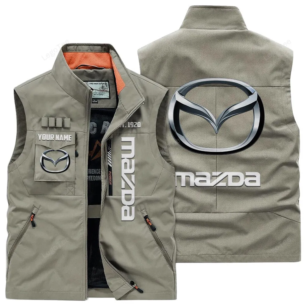 Mazda Outdoor Sleeveless Vest, Gift For Mazda Lovers, Gift For Him, Husband, Boyfriend - Khaki CAR132021325960-4
