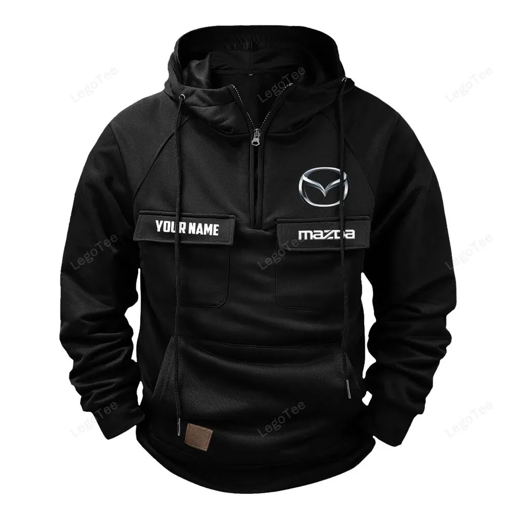 Mazda Tactical Quarter Zip Hoodie, Gift For Mazda Lovers, Gift For Him, Husband, Boyfriend - Black CAR109021425413-2