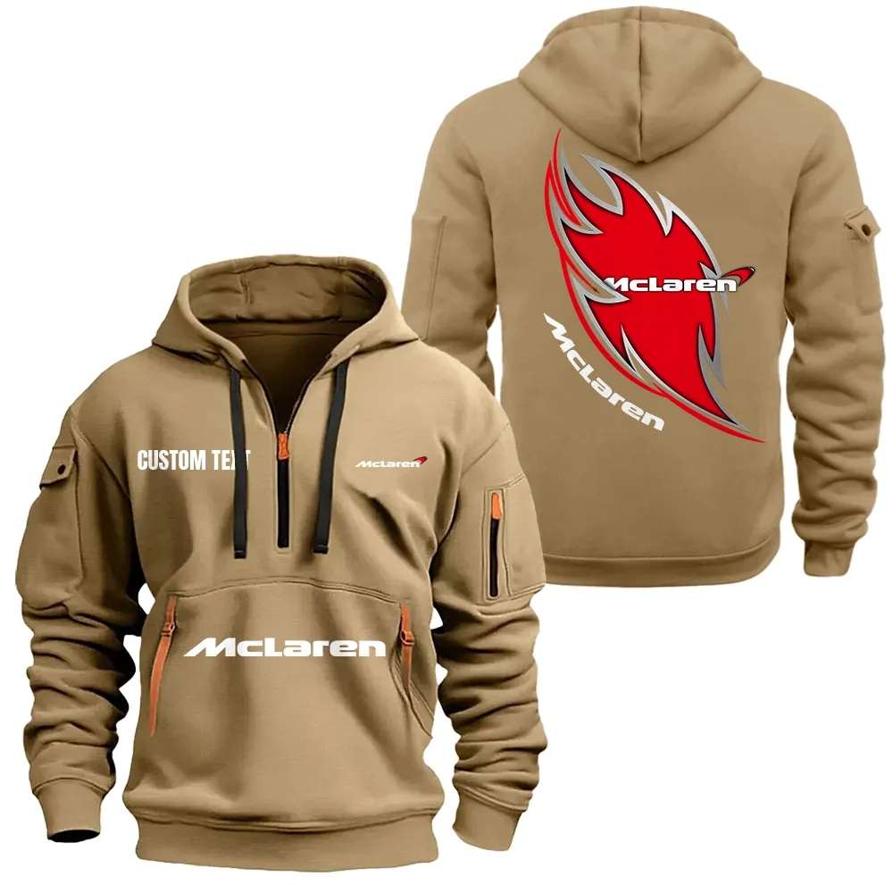 McLaren Automotive Hoodie Half Zipper CAR1701112129, CAR All Over Print Hoodie Half Zipper - Khaki