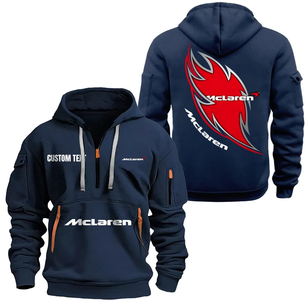 McLaren Automotive Hoodie Half Zipper CAR1701112129, CAR All Over Print Hoodie Half Zipper - Navy
