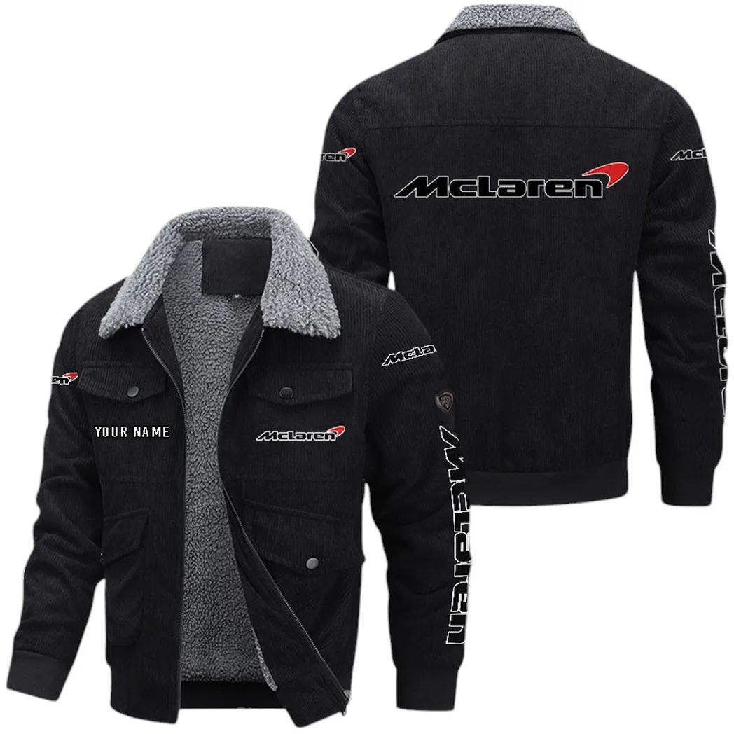 McLaren Corduroy Jacket For Men, Gift For McLaren Lovers CAR42022225638 - Black