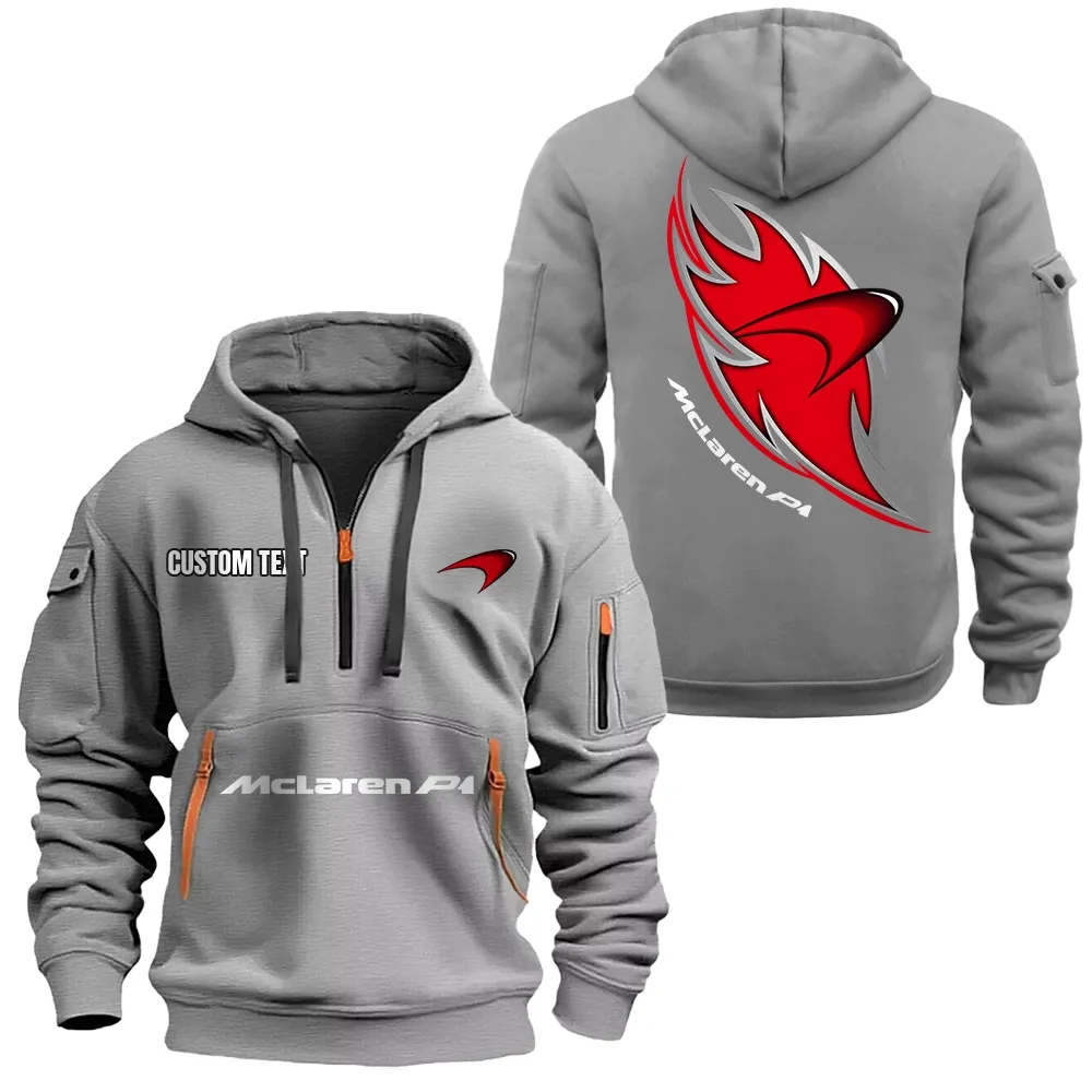 McLaren P1 Hoodie Half Zipper CAR1701112130, CAR All Over Print Hoodie Half Zipper - Gray