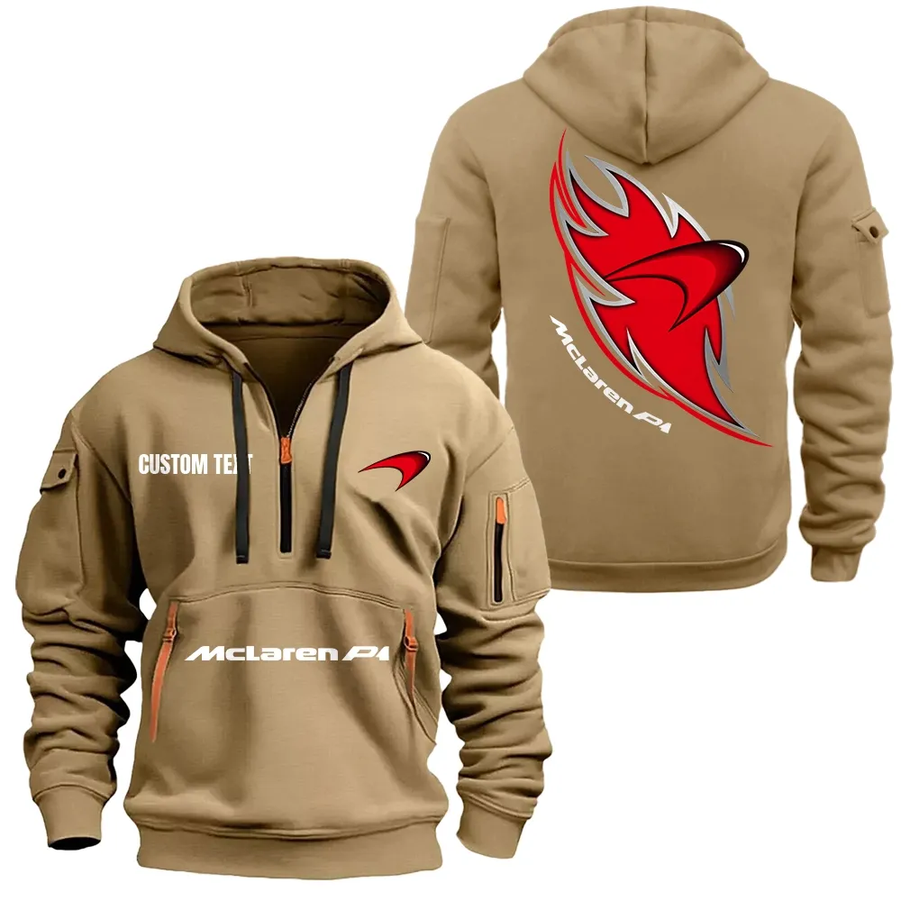 McLaren P1 Hoodie Half Zipper CAR1701112130, CAR All Over Print Hoodie Half Zipper - Khaki