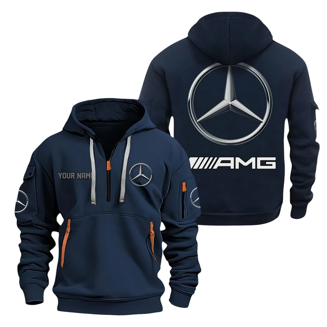 Mercedes AMG Half Zip Hoodie For Men, Gift For Mercedes AMG Lovers CAR20022125680 - Navy