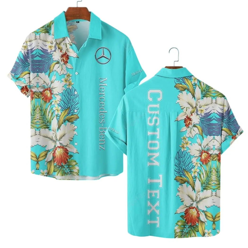 Mercedes Benz Hawaiian Shirt For Men, Gift For Mercedes Benz Lovers, Gift For Him, Husband, Boyfriend CAR1230304001 - Cyan
