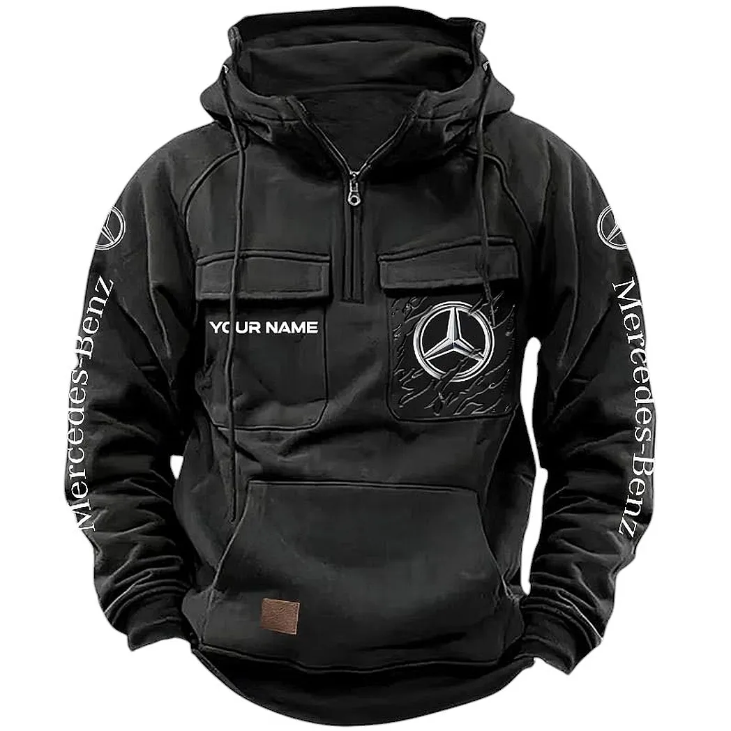 Mercedes Benz Hoodie Tactical Quarter Zip, Gift For Mercedes Benz Lovers CAR164022425127 - Black