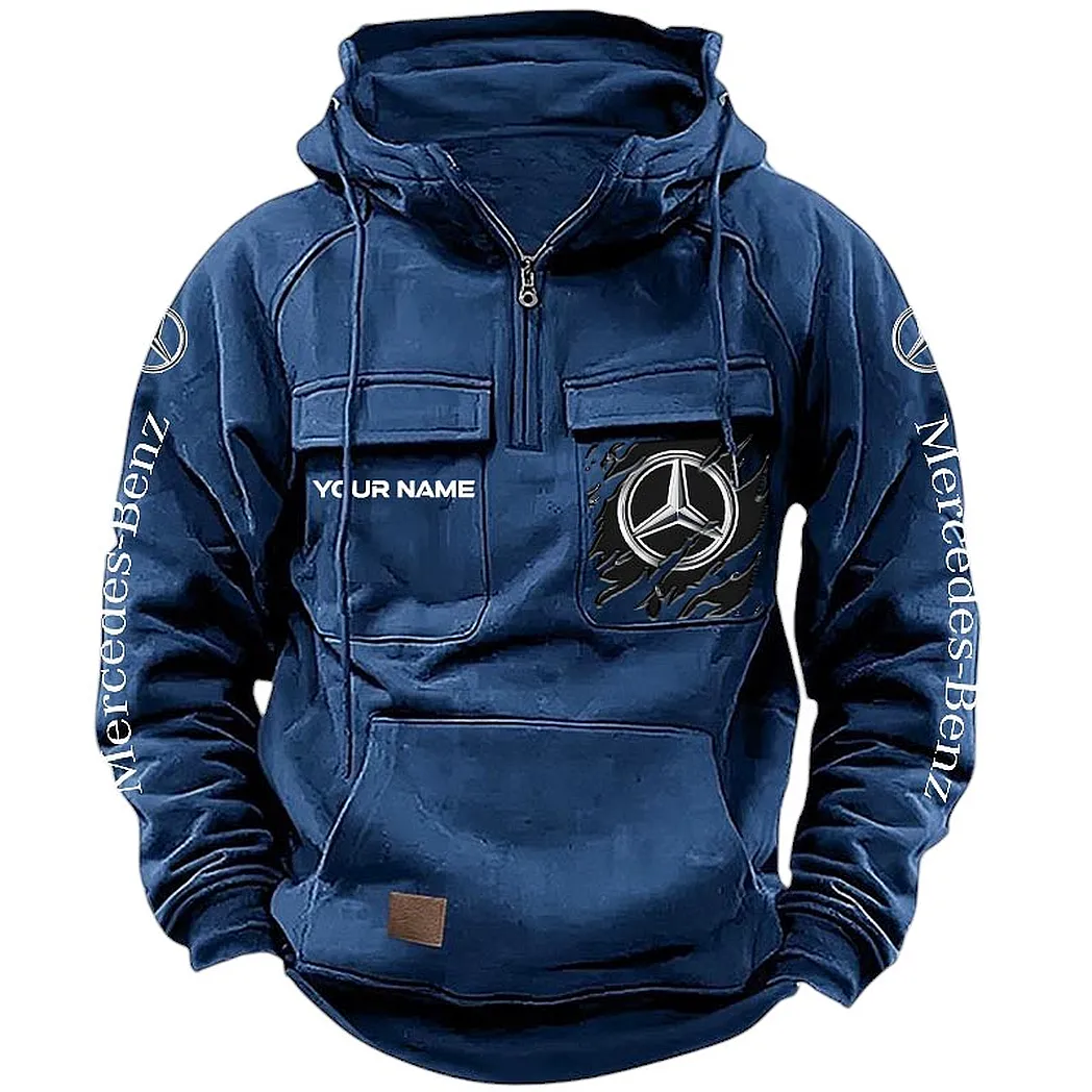 Mercedes Benz Hoodie Tactical Quarter Zip, Gift For Mercedes Benz Lovers CAR164022425127 - Dark Blue