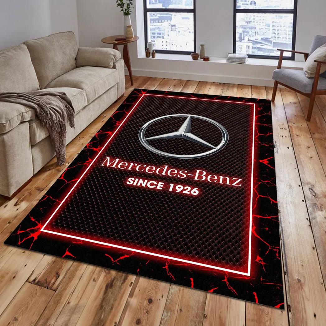 Mercedes Benz Rug, Gift For Mercedes Benz Lovers, Gift For Him, Husband, Boyfriend CAR5202192553 - Red