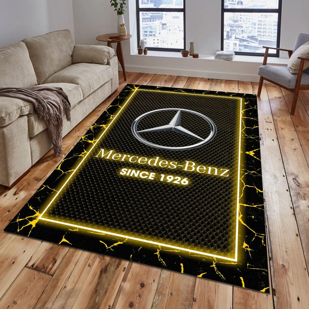 Mercedes Benz Rug, Gift For Mercedes Benz Lovers, Gift For Him, Husband, Boyfriend CAR5202192553 - Yellow