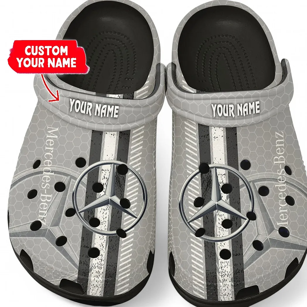 Mercedes Benz White Crocs Shoes Gift For Mercedes Benz White Lovers, Birthday Gift For Husband, Boyfriend CAR82022025627 - Black