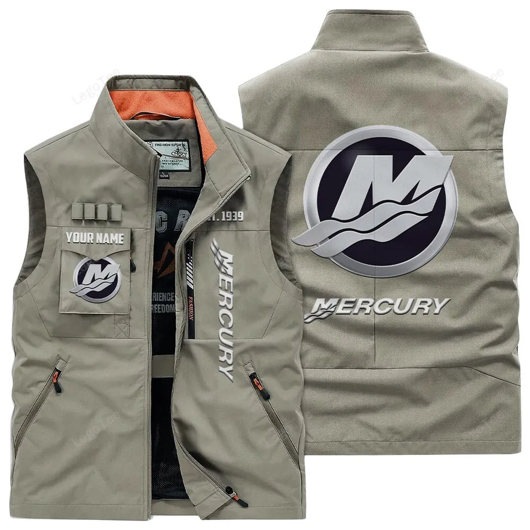 Mercury Marine Outdoor Sleeveless Vest, Gift For Mercury Marine Lovers, Gift For Him, Husband, Boyfriend - Khaki CAR132021325950-4