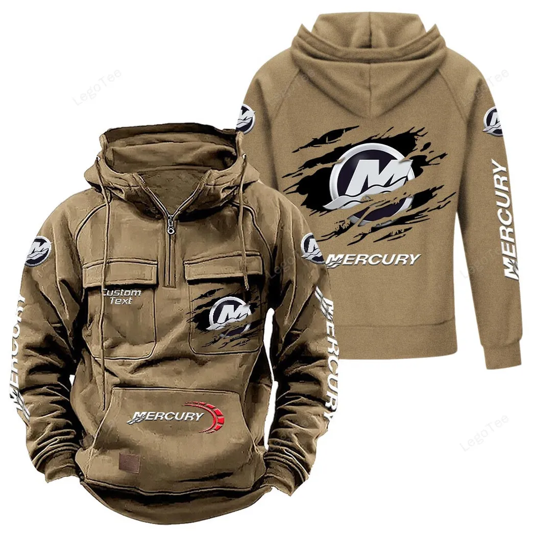 Mercury Marine Tactical Quarter Zip Hoodie, Gift For Mercury Marine Lovers, Gift For Him, Husband, Boyfriend - Khaki CAR122021425034-4