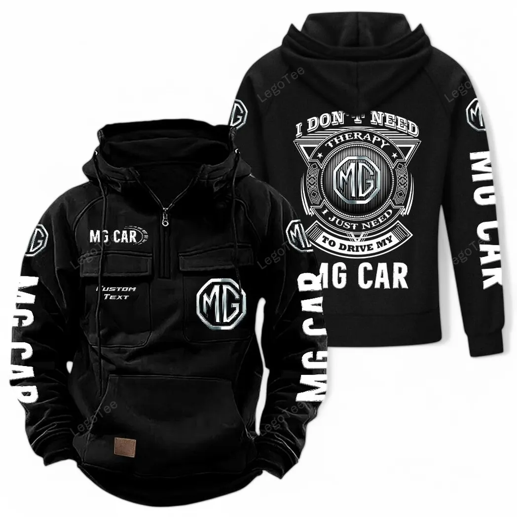 MG Cars Tactical Quarter Zip Hoodie CAR106021525068, Gifts For Men, Him, Husband, Boyfriend - Black