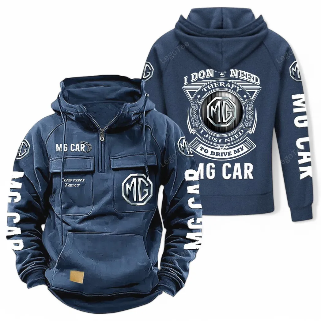 MG Cars Tactical Quarter Zip Hoodie CAR106021525068, Gifts For Men, Him, Husband, Boyfriend - Dark Blue