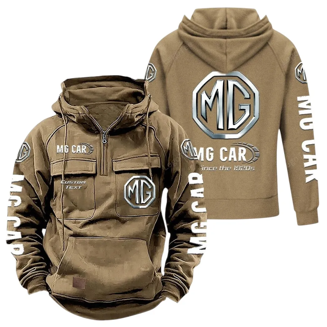 MG Cars Tactical Quarter Zip Hoodie, Gift For MG Cars Lovers, Gift For Him, Husband, Boyfriend - Khaki CAR96021425735-4
