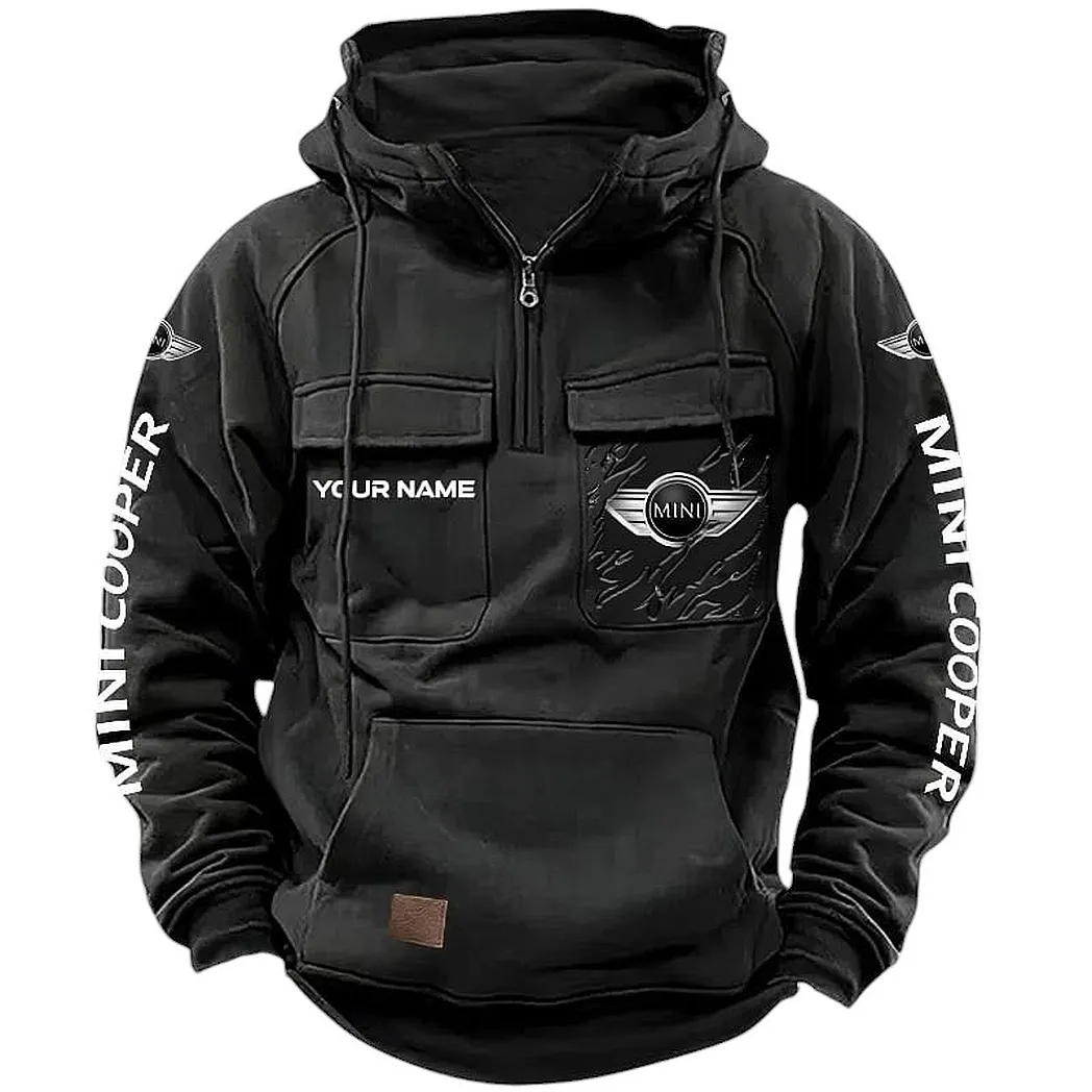 Mini Cooper Hoodie Tactical Quarter Zip, Gift For Mini Cooper Lovers CAR164022425159 - Black
