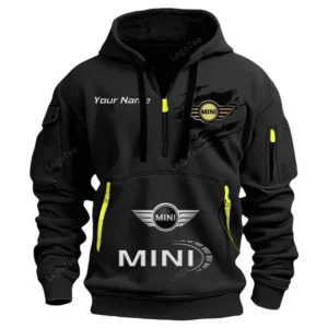 Mini Half Zip Hoodie CAR113021425855, Best Gift for Him, Husband, Boyfriend - Black