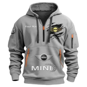 Mini Half Zip Hoodie CAR113021425855, Best Gift for Him, Husband, Boyfriend - Gray