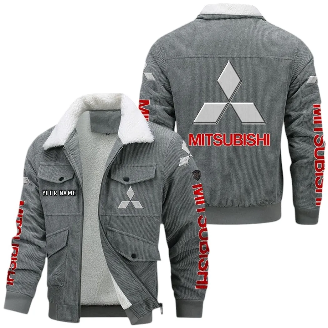 Mitsubishi Corduroy Jacket For Men, Gift For Mitsubishi Lovers CAR42022225603 - Gray