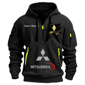 Mitsubishi Half Zip Hoodie CAR113021425797, Best Gift for Him, Husband, Boyfriend - Black
