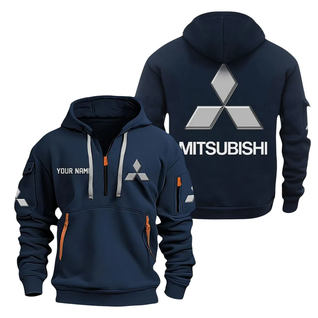 Mitsubishi Half Zip Hoodie For Men, Gift For Mitsubishi Lovers CAR20022125674 - Navy