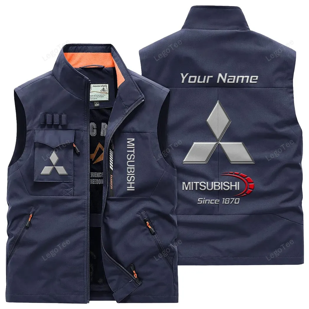 Mitsubishi Outdoor Sleeveless Vest, Gift For Mitsubishi Lovers, Gift For Him, Husband, Boyfriend - Navy CAR131021325712-5