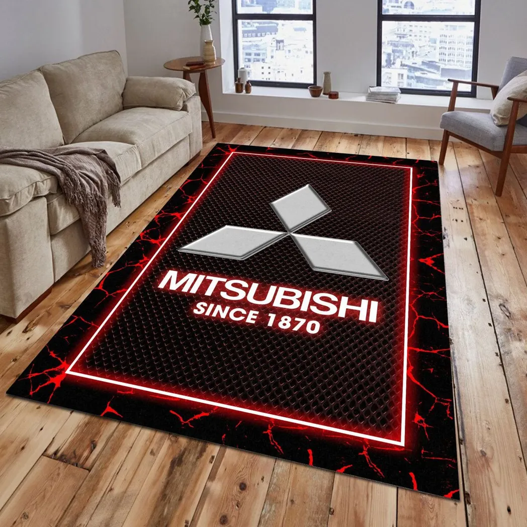Mitsubishi Rug, Gift For Mitsubishi Lovers, Gift For Him, Husband, Boyfriend CAR5202192558 - Red