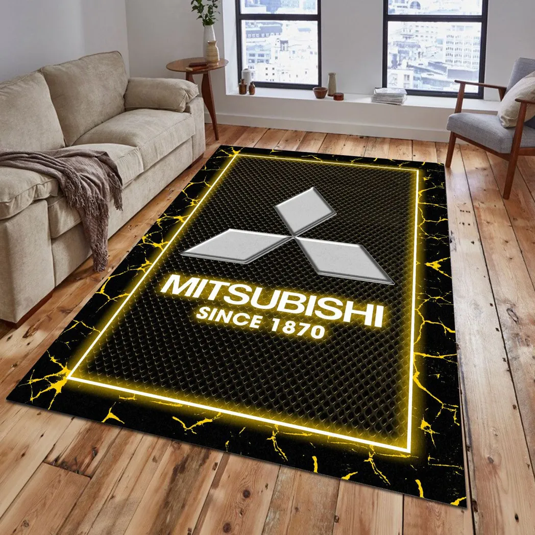 Mitsubishi Rug, Gift For Mitsubishi Lovers, Gift For Him, Husband, Boyfriend CAR5202192558 - Yellow