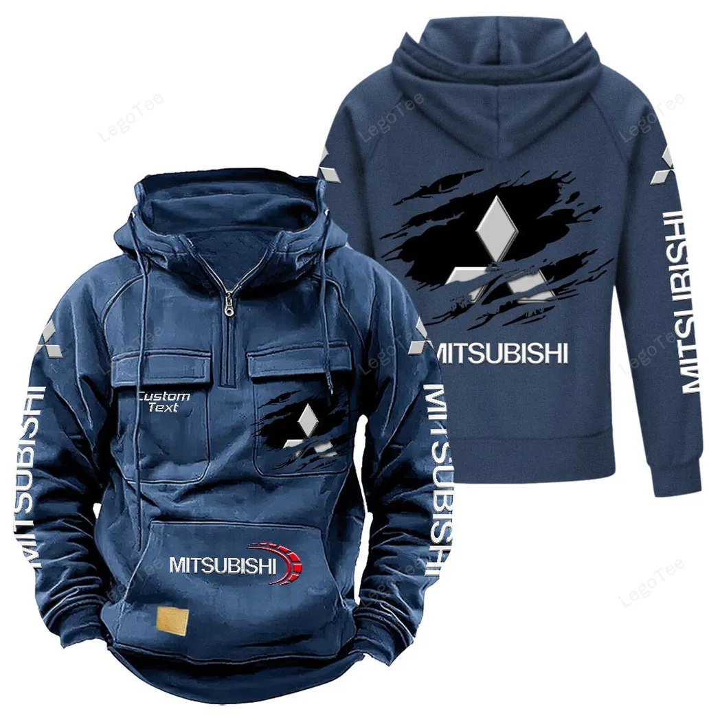 Mitsubishi Tactical Quarter Zip Hoodie, Gift For Mitsubishi Lovers, Gift For Him, Husband, Boyfriend - Dark Blue CAR122021425019-3
