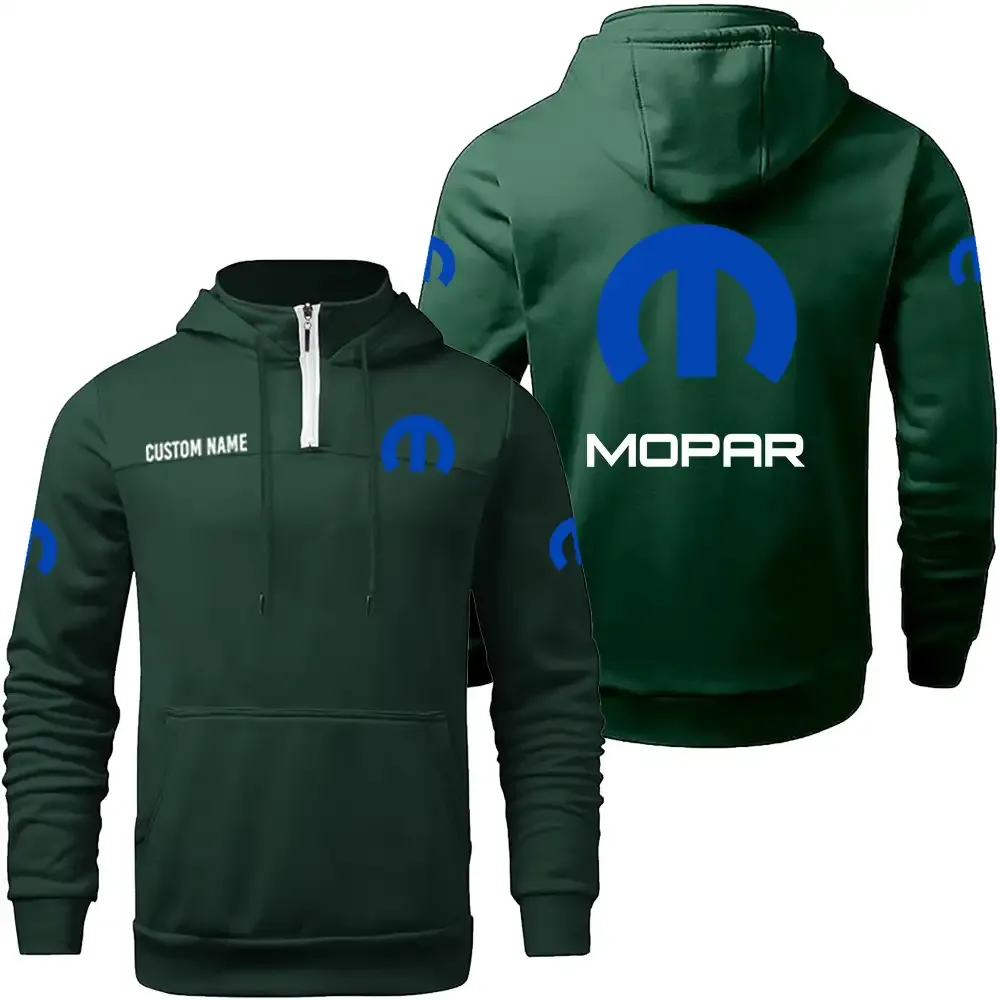 Mopar Casual Stand up Collar Hoodie CAR0301022122, CAR All Over Print Casual Stand up Collar Hoodie - Dark Green