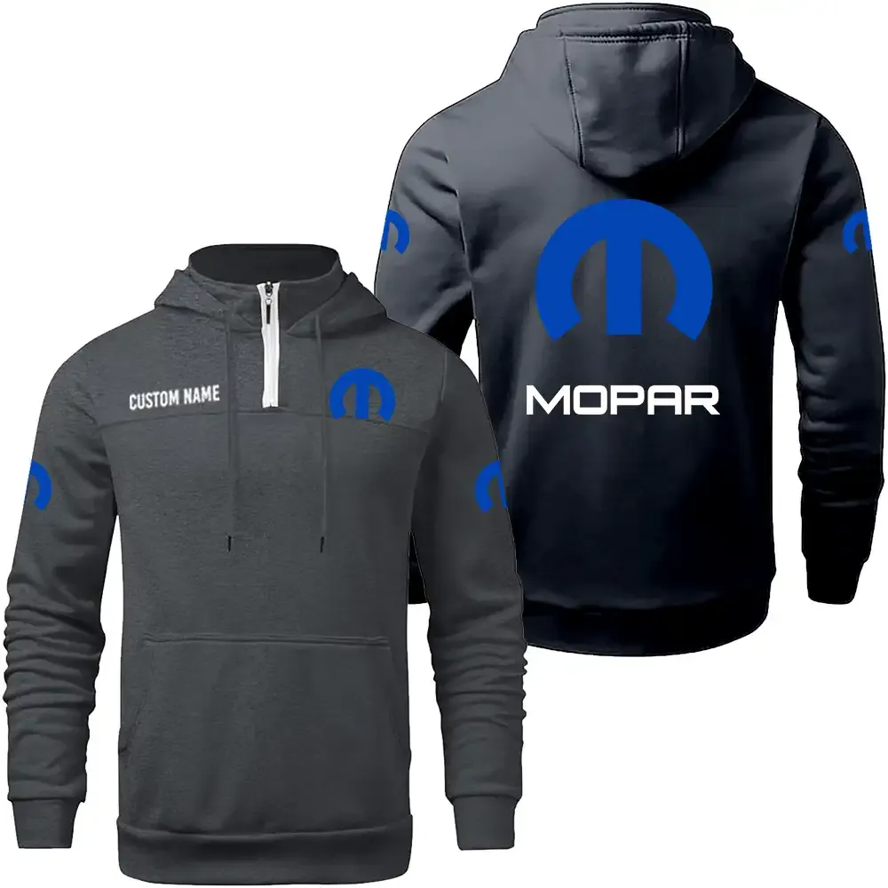 Mopar Casual Stand up Collar Hoodie CAR0301022122, CAR All Over Print Casual Stand up Collar Hoodie - Dark Grey