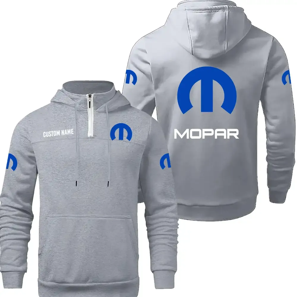 Mopar Casual Stand up Collar Hoodie CAR0301022122, CAR All Over Print Casual Stand up Collar Hoodie - Grey